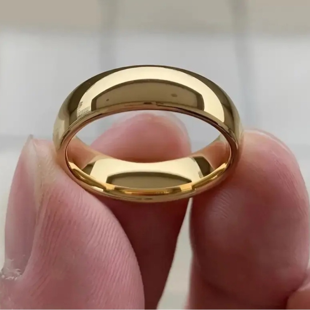 Titanium Steel Classic Golden Wedding Ring